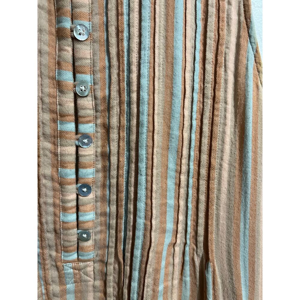Faherty Isha Dress Small Beach Stripe Sleeveless Stripe Vacation Summer Button - Picture 7 of 8